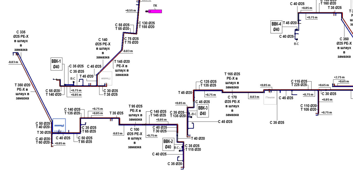 Revit drainage plan annotated automatically with pipe tags and spot elevations by Place Tags