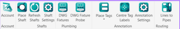 Infinity Tools ribbon in Revit with shaft, plumbing, annotation and routing tools