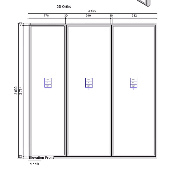 Revit assembly views dimensioned automatically for partition wall shop drawings