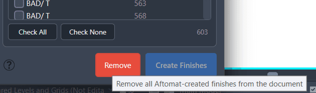 The Remove button at the bottom of the Auto Finishes dialog